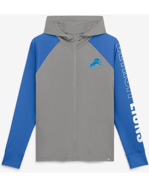 Fanatics Gray/blue Detroit Lions Cornerback Blitz Raglan Full-zip Hoodie