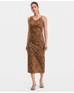 INC International Concepts Hardware-strap Knit Midi Dress - Brown