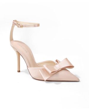 BERNESS Tulip Satin D'orsay Bow Pumps - Pink