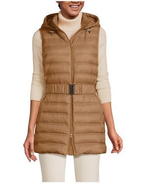Lands' End Wanderweight Belted Packable Down Vest - Brown