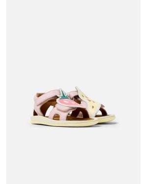 Camper Girls' Bicho Twins First Walker Leather T-strap Sandals - White