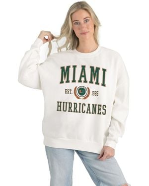 Gameday Couture Miami Hurricanes Premium Fleece Drop Shoulder Oversized Pullover Sweatshirt - White