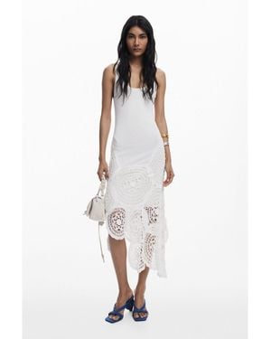 Desigual Crochet Midi Dress - White
