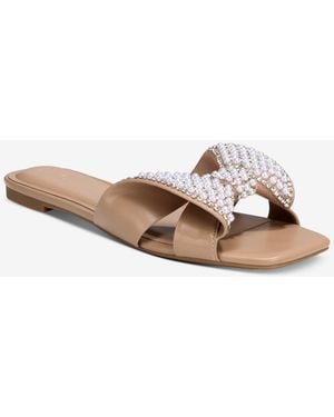 INC International Concepts Pearlaa Square Toe Embellished Sandals - White