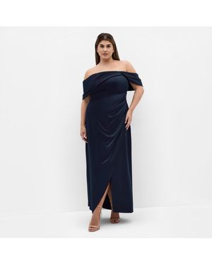 City Chic Plus Size Paloma Off Shoulder Maxi Dress - Blue