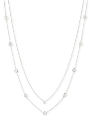 Ralph Lauren Silver-tone Cubic Zirconia Two-row Stationed Collar Necklace - White