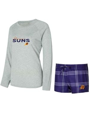 Concepts Sport Phoenix Suns Petition Long Sleeve Top And Shorts Set - Blue