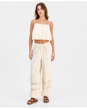 And Now This Cotton Crochet-trim jogger Pants - Natural