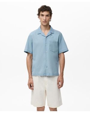 Mango Cotton Denim Shirt - Blue