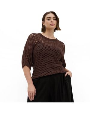 City Chic City Chi Crochet Knit Top - Red