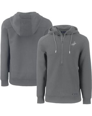 Cutter & Buck Los Angeles Dodgers Roam Eco Tri-blend Half-zip Hoodie - Gray