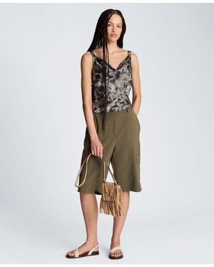 Kenneth Cole Printed Cowl Neck Cropped Cami Top - Multicolor