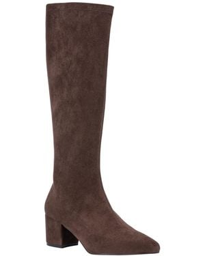 Gc Shoes riggs Block-heel Pointed-toe Faux Suede Knee High Boots - Brown