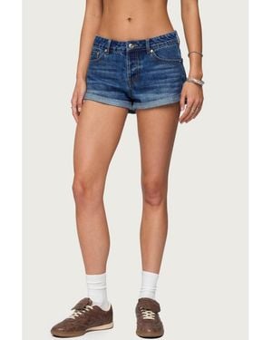 Edikted Rylin Low-rise Denim Shorts - Blue