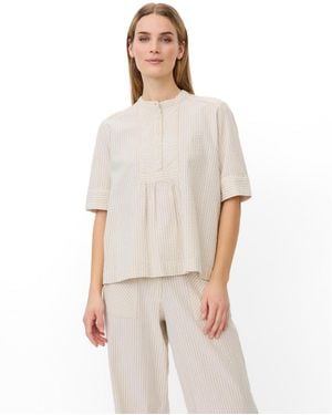 Masai Mabeyora Mandarin Collar Textured Blouse - White