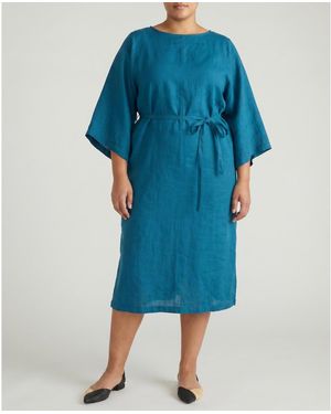 UNIVERSAL STANDARD Plus Size Lio Linen Dress - Blue