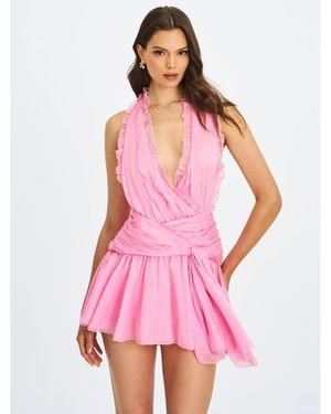 Miss Circle Odelle Tulip Crinkle Chiffon Wrap Dress - Pink