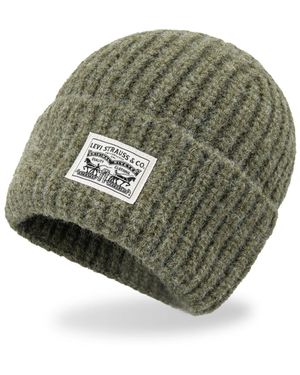 Levi's Heathered Rib Knit Fashion Beanie - Green