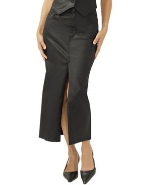 Silver Jeans Co. Coated Front-slit Midi Skirt - Black