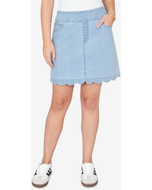 Ruby Rd. Petite Scalloped-hem Stretch Denim Skort - Blue