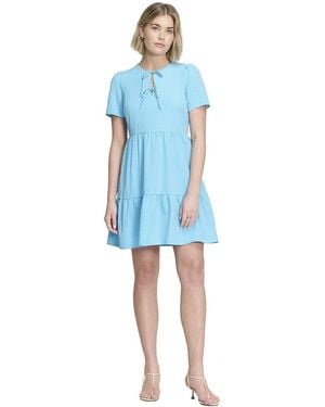 Finery London Lola Tie Front Tiered Short Dress - Blue