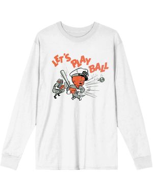 Dr. Pepper Let's Play Ball Crew Neck Long Sleeve Tee - White