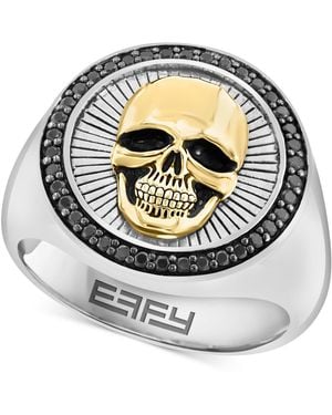 Effy Effy Black Spinel Skull Head Round Disc Ring (3/8 Ct. T.w - Gray
