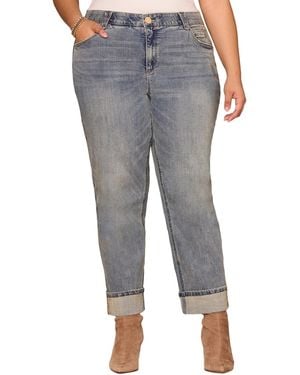 Democracy Plus Size Rolled-cuff Boyfriend Jeans - Gray