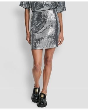 DKNY Sequins Pull-on Mini Skirt - Blue