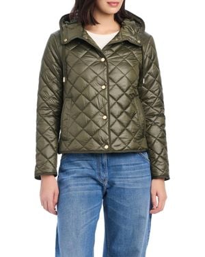 Kate Spade Packable Cropped Hooded Quilted Coat With Jacket Bag - Green