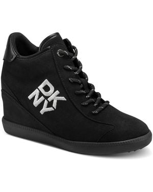 DKNY Sammy Lace-up Wedge Sneakers - Black