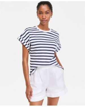 On 34th Primavera Stripe Roll Cuff Top Macys Exclusive - Blue