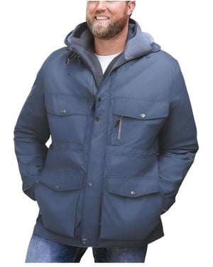Boulder Creek Big & Tall By Kingsize Fleece-lined Parka With Detachable Hood And 6 Pockets - Blue