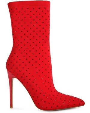 LONDON RAG Cheugy Embellished Ankle Boots - Red
