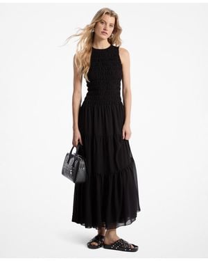 MICHAEL Michael Kors Mk Smocked Georgette Tank Dress - Black