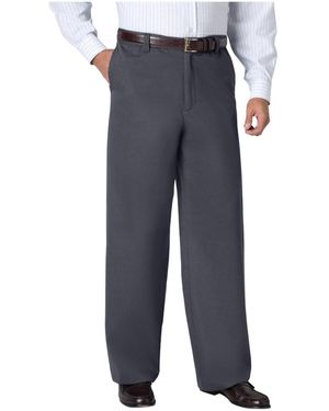 Kingsize Big & Tall Wide Leg Wrinkle Free Expandable Waist Pant - Blue