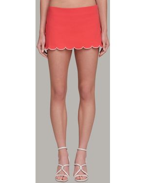 Avec Les Filles Scalloped Edge Low-rise Mini Skort - Pink