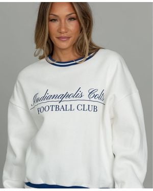 Gold Hinge Indianapolis Colts X Football Club Fleece-lined Striped Rib-knit Sweatshirt - Gray
