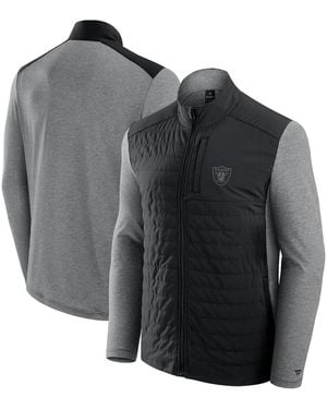 Fanatics And Black/heather Gray Las Vegas Raiders Front Office Tonal Full-zip Jacket