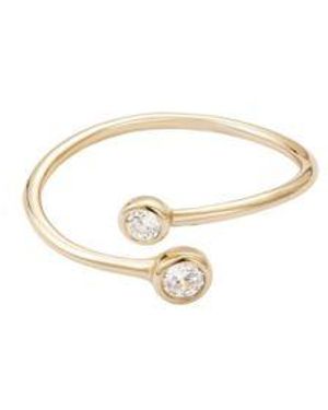 Adornia Fine Adornia 14k Vermeil .925 Sterling Silver Adjustable Crystal Overlapping Ring - White