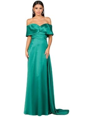 Lara Off Shoulder Satin Dress - Green