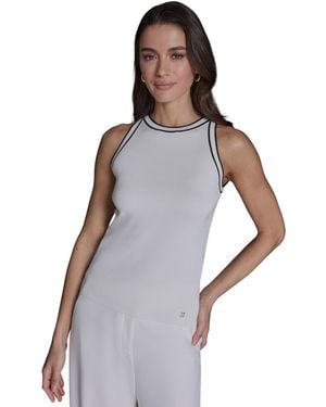 BCBGMAXAZRIA Crewneck Sleeveless Tank Top - Gray