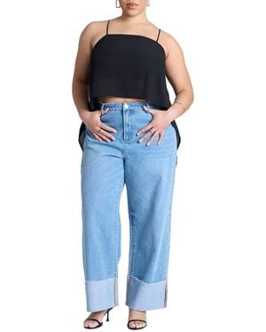 Eloquii Plus Size Cascading Crop Top - Blue