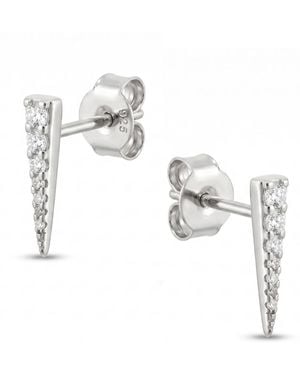 Spero London Long Pave dagger Stud Earrings - Metallic