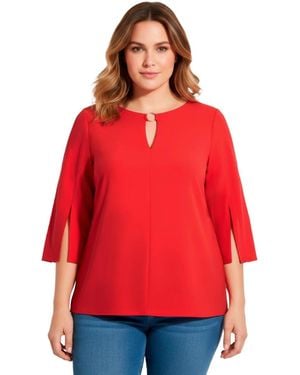 Avenue Audrey Ring Detail Top - Red