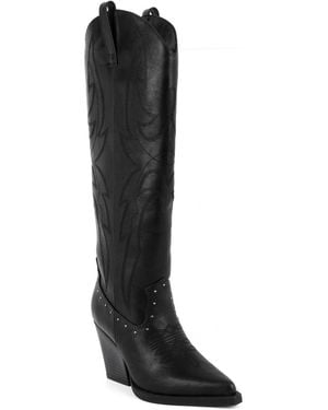 Sugar Nails Studs Pointed Toe Boots - Black
