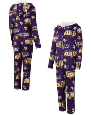 Concepts Sport Minnesota Vikings Roadway Allover Print Microfleece Full-zip Union Suit - Blue