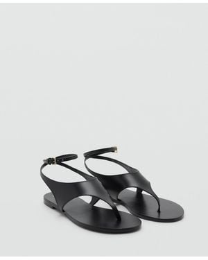 Mango Leather Straps Sandals - White