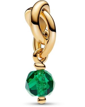 PANDORA 14k Gold-plated Turquoise Blue Eternity Circle Dangle Charm - Green