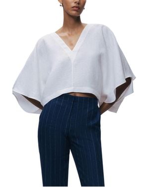 Nocturne Belt Detail V-neck Blouse - Blue